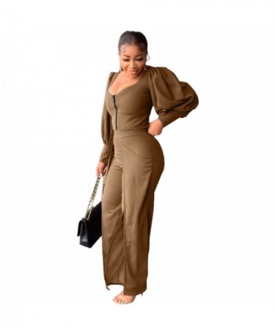 Plus Size Women Two-piece Sets Spring Summer Fashion Casual Bubble Sleeve Sexy Lady Blouse Trousers Set Elegant Top Pants Sui...