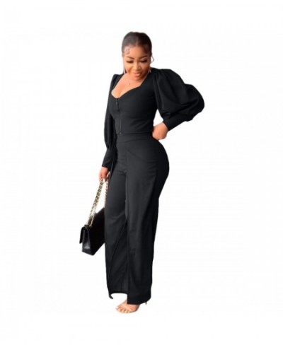 Plus Size Women Two-piece Sets Spring Summer Fashion Casual Bubble Sleeve Sexy Lady Blouse Trousers Set Elegant Top Pants Sui...