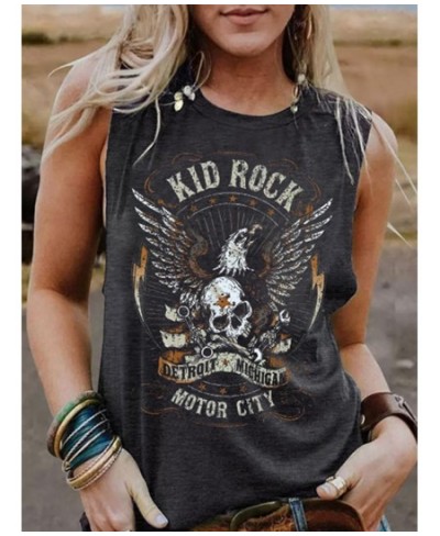 Funny Rock Skeleton Eagle Tank Top for Women Vintage Retro Rock Roll Music Shirts Sleeveless Concert Buddy Tank Tops Graphic ...