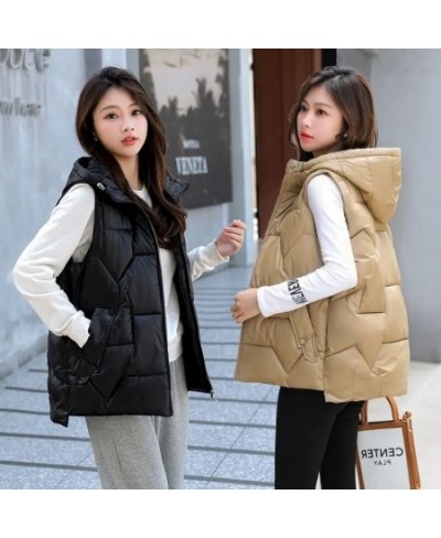 Hooded Down Cotton Vest Women's Short 2022 Autumn Winter New Sleeveless Student Waistcoat Jacket Female Warm Parkas Vests Coa...