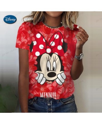 Women's Summer Casual T-Shirt 2023 Fashion Mickey Mouse Print Short-Sleeved Pullover New Oversized Round Neck Loose Top $19.4...