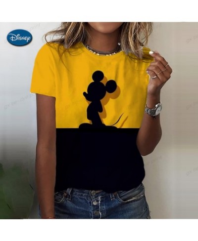 Women's Summer Casual T-Shirt 2023 Fashion Mickey Mouse Print Short-Sleeved Pullover New Oversized Round Neck Loose Top $19.4...