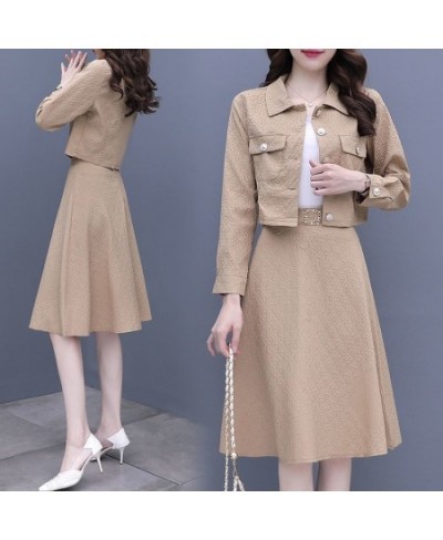 Fashion Set Skirt Women's Spring and Autumn 2023 New Slim Short Coat Top Half Skirt Two Piece Set Dress $67.57 - Suits & Sets