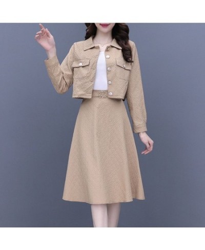 Fashion Set Skirt Women's Spring and Autumn 2023 New Slim Short Coat Top Half Skirt Two Piece Set Dress $67.57 - Suits & Sets