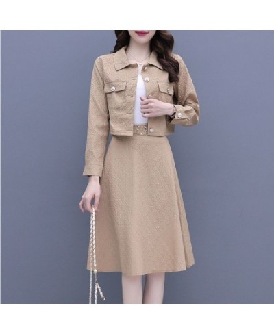 Fashion Set Skirt Women's Spring and Autumn 2023 New Slim Short Coat Top Half Skirt Two Piece Set Dress $67.57 - Suits & Sets