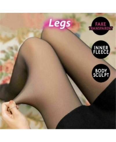 Thermal Pantyhose Women Thicken Stockings Fake Translucent Stockings High Waist Elastic Fleece Lined Socks Slim Tights Leggin...