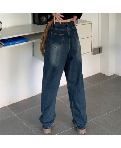 Streetwear Vintage Cargo Pants Woman 2022 Autumn High Waisted Loose Jeans Woman Pockets Straight Wide Leg Pants Ladies $44.06...