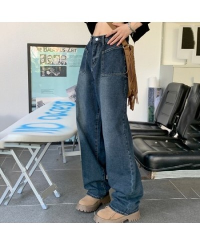 Streetwear Vintage Cargo Pants Woman 2022 Autumn High Waisted Loose Jeans Woman Pockets Straight Wide Leg Pants Ladies $44.06...