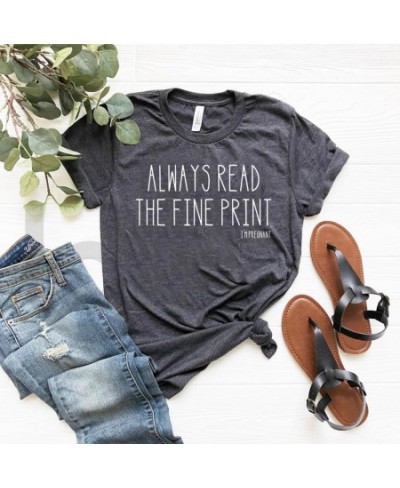 Always Read The Fine Print I'm Pregnant T-Shirt Funny Pregnancy Announcement Tshirts Baby Reveal Shirt Women Casual Tee Tops ...