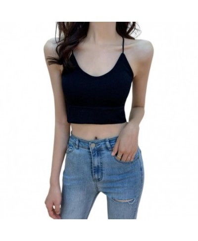 Popular Sling Bra Backless Female Seamless Bottomed Vest Bralette Padded Ribbed Tube Top Inside Wear $19.14 - Underwear