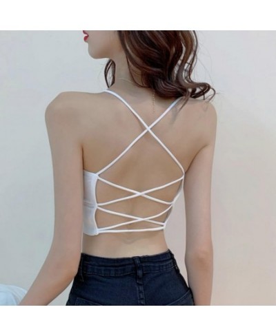 Popular Sling Bra Backless Female Seamless Bottomed Vest Bralette Padded Ribbed Tube Top Inside Wear $19.14 - Underwear