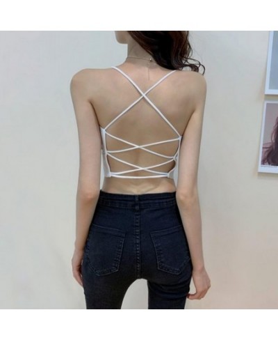 Popular Sling Bra Backless Female Seamless Bottomed Vest Bralette Padded Ribbed Tube Top Inside Wear $19.14 - Underwear