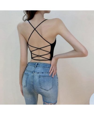 Popular Sling Bra Backless Female Seamless Bottomed Vest Bralette Padded Ribbed Tube Top Inside Wear $19.14 - Underwear