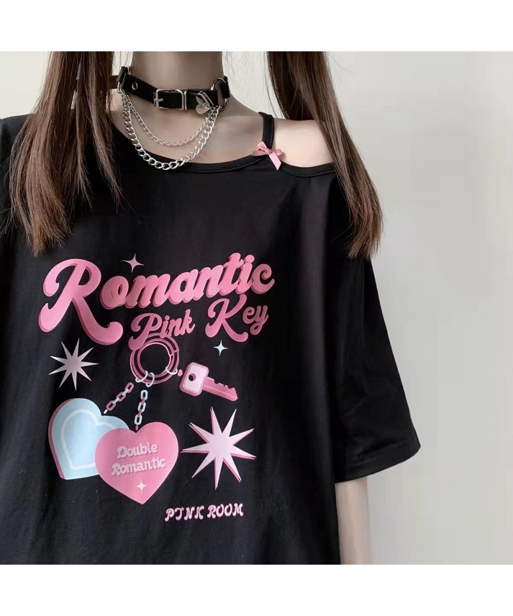 Deeptown 2022 Women Off Shoulder T-shirt Kawaii Sweet Girl Off The Shoulder Tops y2k Sexy Cute Graphic Tees Shirt Fashion $24...