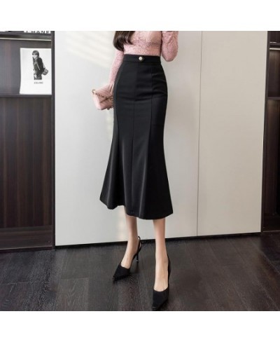 Suit wrap buttocks skirt half length skirt mid length long skirt spring & autumn 2023 slim & versatile split fish tail skirt ...