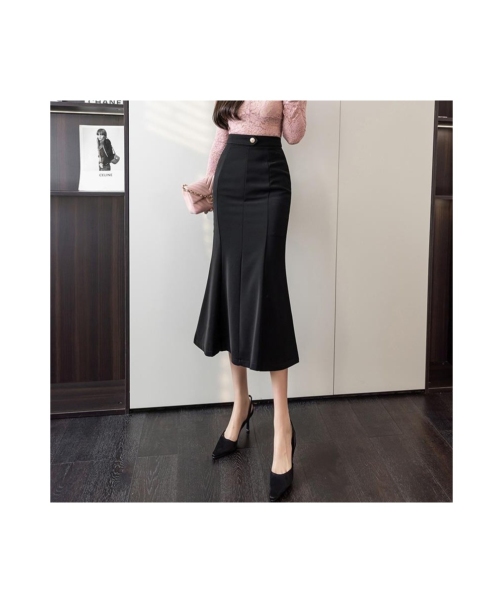 Suit wrap buttocks skirt half length skirt mid length long skirt spring & autumn 2023 slim & versatile split fish tail skirt ...