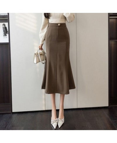 Suit wrap buttocks skirt half length skirt mid length long skirt spring & autumn 2023 slim & versatile split fish tail skirt ...