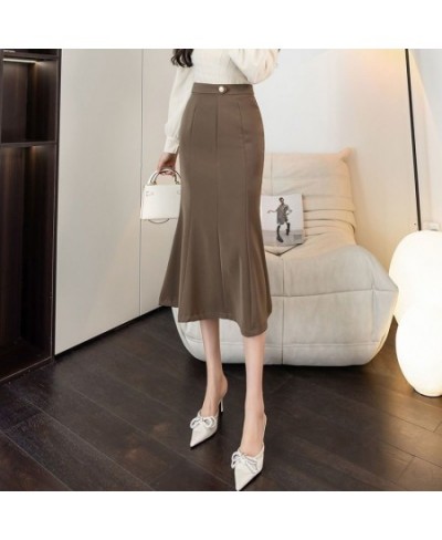 Suit wrap buttocks skirt half length skirt mid length long skirt spring & autumn 2023 slim & versatile split fish tail skirt ...