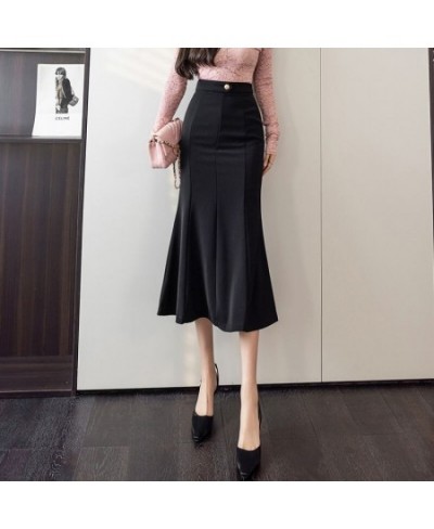 Suit wrap buttocks skirt half length skirt mid length long skirt spring & autumn 2023 slim & versatile split fish tail skirt ...