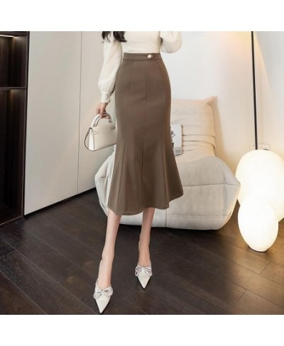 Suit wrap buttocks skirt half length skirt mid length long skirt spring & autumn 2023 slim & versatile split fish tail skirt ...