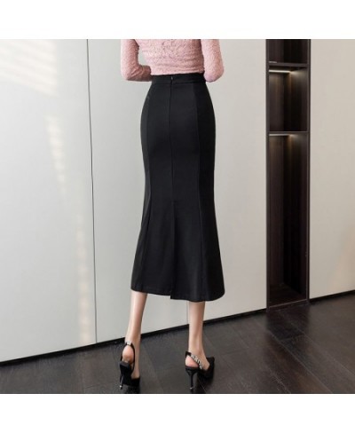 Suit wrap buttocks skirt half length skirt mid length long skirt spring & autumn 2023 slim & versatile split fish tail skirt ...