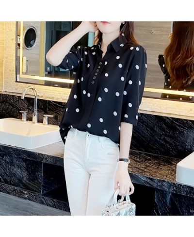 Polka Dot Women Shirt blouses Summer Chiffon Half Sleeve Button Up Office Ladies Top Camisas Pullover Fashion Woman Blouses $...