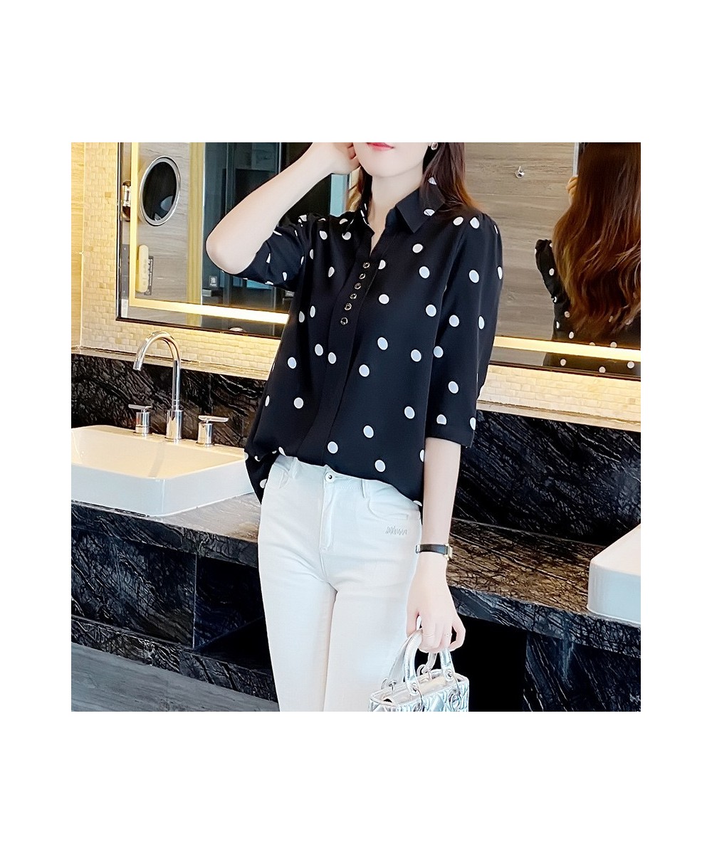 Polka Dot Women Shirt blouses Summer Chiffon Half Sleeve Button Up Office Ladies Top Camisas Pullover Fashion Woman Blouses $...