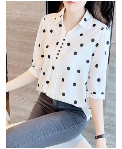 Polka Dot Women Shirt blouses Summer Chiffon Half Sleeve Button Up Office Ladies Top Camisas Pullover Fashion Woman Blouses $...