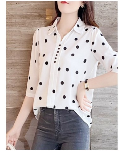 Polka Dot Women Shirt blouses Summer Chiffon Half Sleeve Button Up Office Ladies Top Camisas Pullover Fashion Woman Blouses $...