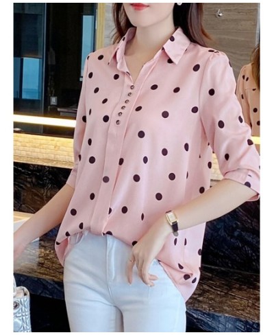 Polka Dot Women Shirt blouses Summer Chiffon Half Sleeve Button Up Office Ladies Top Camisas Pullover Fashion Woman Blouses $...