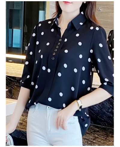 Polka Dot Women Shirt blouses Summer Chiffon Half Sleeve Button Up Office Ladies Top Camisas Pullover Fashion Woman Blouses $...