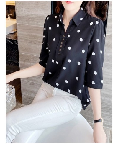 Polka Dot Women Shirt blouses Summer Chiffon Half Sleeve Button Up Office Ladies Top Camisas Pullover Fashion Woman Blouses $...