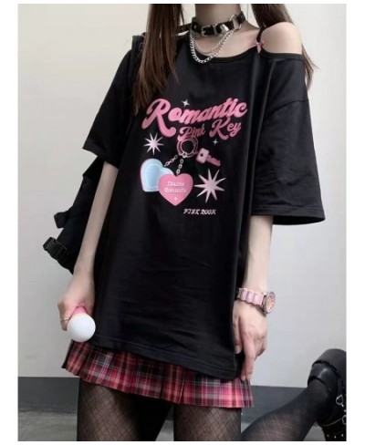 Deeptown 2022 Women Off Shoulder T-shirt Kawaii Sweet Girl Off The Shoulder Tops y2k Sexy Cute Graphic Tees Shirt Fashion $24...