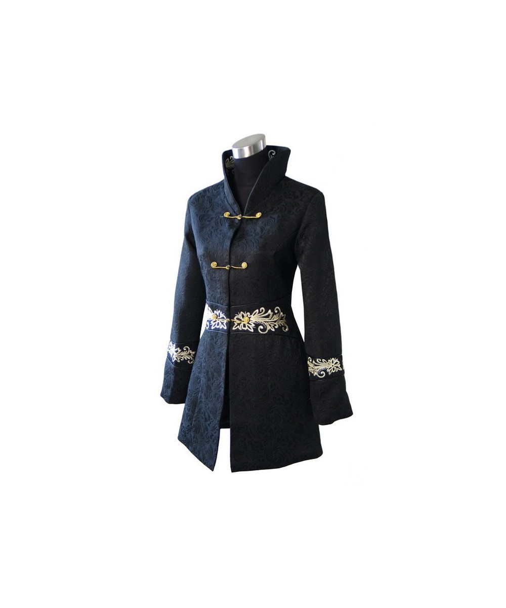 Black Chinese Women Winter Cotton Overcoat Long Slim Thick Jacket Button Coat Vintage Tang Suit Top Size S M L XL XXL XXXL 22...