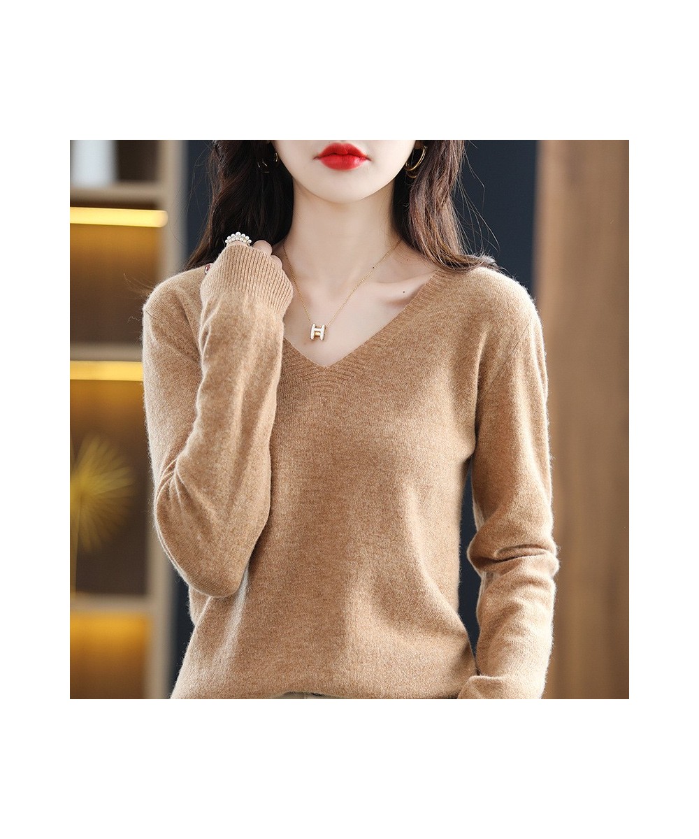 Autumn Winter Women Sweater 2023 Korean Fashion Knitwears Warm Long Sleeve V-neck Knit Pullovers Slim Fit Bottoming Shirt $24...