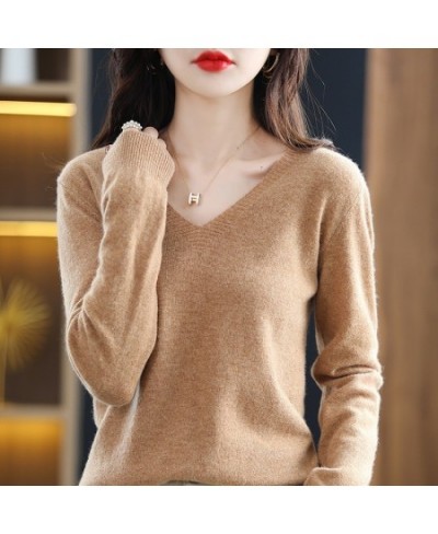 Autumn Winter Women Sweater 2023 Korean Fashion Knitwears Warm Long Sleeve V-neck Knit Pullovers Slim Fit Bottoming Shirt $24...