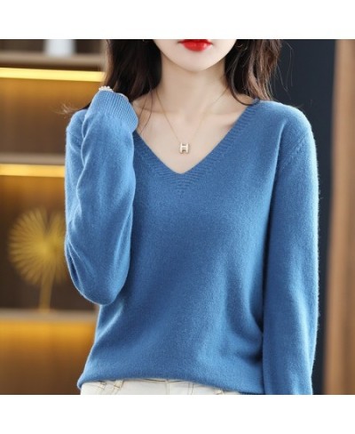 Autumn Winter Women Sweater 2023 Korean Fashion Knitwears Warm Long Sleeve V-neck Knit Pullovers Slim Fit Bottoming Shirt $24...