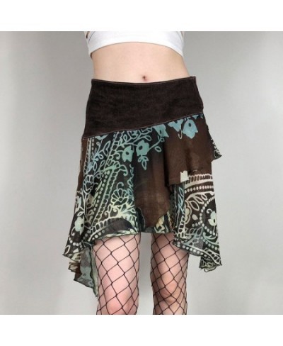 Vintage Forest Print Irregular Design Sexy Mesh Skirt 2023 Spring/Summer Heart Collision Casual Midi Skirts for Women $32.30 ...