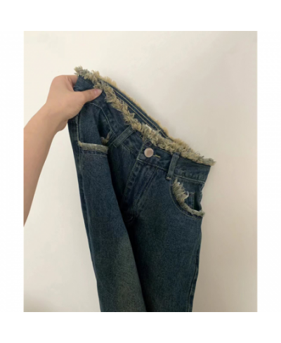 2023 Blue High Waist Women Jeans American Vintage Streetwear Wide Leg Denim Trouser Sense of Design Straight Baggy Denim Pant...