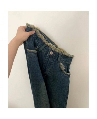 2023 Blue High Waist Women Jeans American Vintage Streetwear Wide Leg Denim Trouser Sense of Design Straight Baggy Denim Pant...