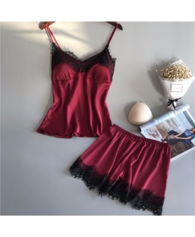 Women Dressing Gown Sexy Pajamas Set Lace Sling Shorts Summer Robe Sleepwear Lace Silk Satin Fashion Women Homewear Worn $14....