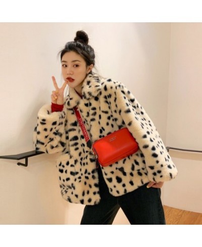 Plush jacket women winter short 2023 new Korean version of loose lamb wool faux fur leopard print fur coat women winter $47.3...