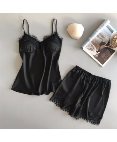 Women Dressing Gown Sexy Pajamas Set Lace Sling Shorts Summer Robe Sleepwear Lace Silk Satin Fashion Women Homewear Worn $14....