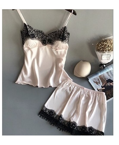 Women Dressing Gown Sexy Pajamas Set Lace Sling Shorts Summer Robe Sleepwear Lace Silk Satin Fashion Women Homewear Worn $14....