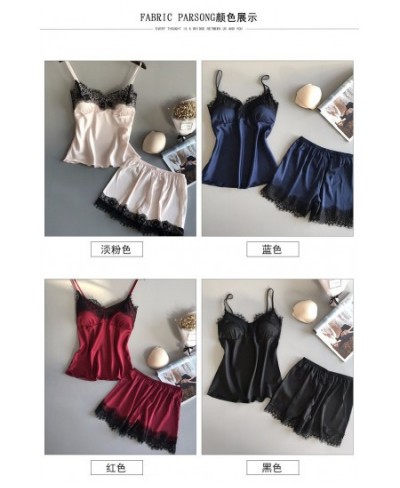 Women Dressing Gown Sexy Pajamas Set Lace Sling Shorts Summer Robe Sleepwear Lace Silk Satin Fashion Women Homewear Worn $14....