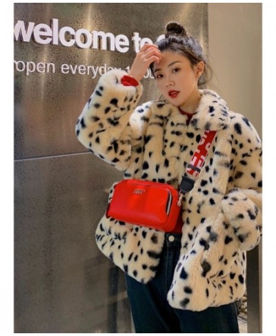 Plush jacket women winter short 2023 new Korean version of loose lamb wool faux fur leopard print fur coat women winter $47.3...