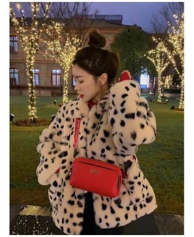 Plush jacket women winter short 2023 new Korean version of loose lamb wool faux fur leopard print fur coat women winter $47.3...