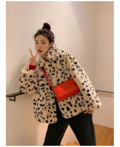 Plush jacket women winter short 2023 new Korean version of loose lamb wool faux fur leopard print fur coat women winter $47.3...