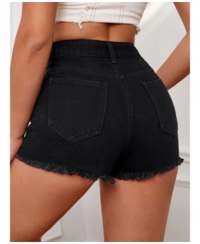 PD08277 holed high waist elastic jeans shorts $53.95 - Jeans