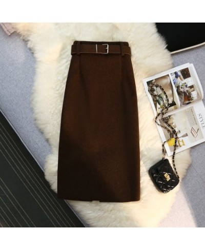 Winter Fashion Elegant Formal Skirts Women Autumn New High Waist Drape Suit Long Brown Skirt Zipper Female Y2k $42.82 - Bottoms